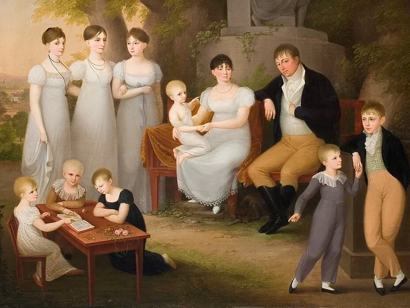 1763-Suzanne Chodowiecka - Ritratto di famiglia nel parco